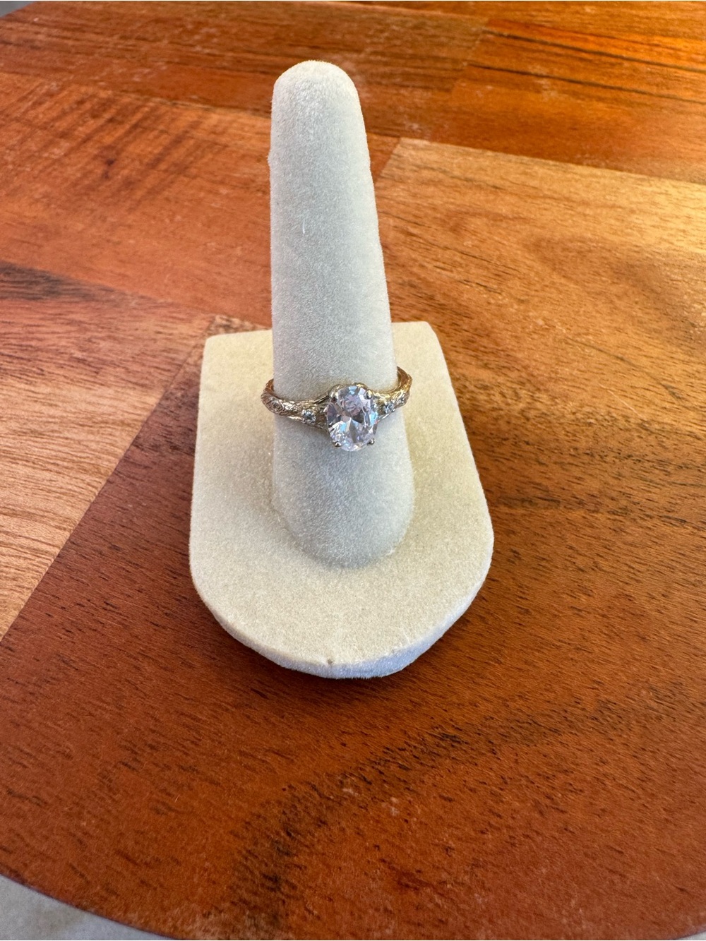 Oval-Cut Clear Stone Ring in Sterling Silver